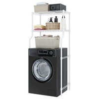 Étagères de salle de bain en métal thermolaqué, étagère de rangement au-dessus des toilettes, étagère de rangement pour machine à laver à 2 niveaux