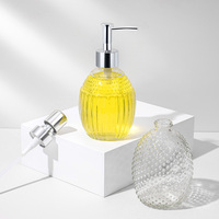 Distributeur de savon liquide en verre transparent de haute qualité 350 ml pour salle de bain d'hôtel, flacon rechargeable vide pour lavage des mains