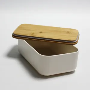 Eco Friendly Anti batteri a prova di perdite PP in plastica pranzo Bento Box con coperchio di bambù e anello in Silicone