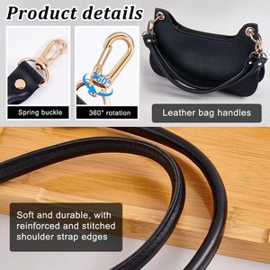 PH Pandahall Pcs Black Leather Purse Handle Purses <b>Straps</b> <b>Bag</b> <b>Replacement</b> <b>Strap</b> Round Handbag Shoulder <b>Bag</b> <b>Strap</b> With Golden Swi - Product Image 4