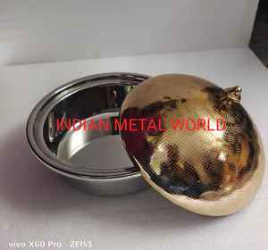 = Nouveau Concept équipement de Chef Chafing plat de mariage récipient de nourriture Pot d'affichage décoration Casserole cuivre laiton Chafing plat - Product Image 6