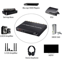 Convertidor de Audio Digital DAC 5,1 canales, decodificador de 192kHz Coaxial / Toslink a 2,0 canales, salida Jack analógica de 3,5mm con Control de volumen