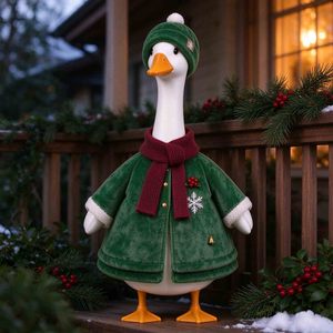 Trajes Navideños para Gansos de Porche de 23 Pulgadas, Conjunto de Ropa Verde para Gansos de Porche Navideños, Decoraciones para Figuras de Cisnes de Exterior - Product Image 5