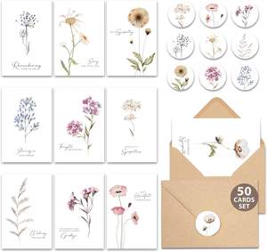 Cartes de sympathie délicates personnalisées avec enveloppes et autocollants-Ensemble parfait en vrac pour exprimer vos <span class=keywords><strong>condoléances</strong></span> - Product Image 1