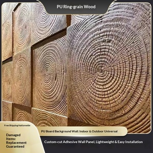 Légère dalle en PU à grain de bois anneaué, imitation bois marin déchiqueté, pierre culturelle, composants en ciment, brique à grain de bois, grande dalle rétro pour tête de porte - Product Image 3