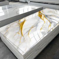 Panneau de Revêtement Mural en PVC 3D en Gros pour Décoration d'Hôtel, Nouveau Panneau Feuille Marbre UV 3mm