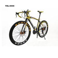 Bicicleta de Carretera de Nuevo Diseño en Oferta con Frenos de Disco Dobles, Horquilla de Aluminio y Acero, Pedales Ordinarios y 21 Velocidades