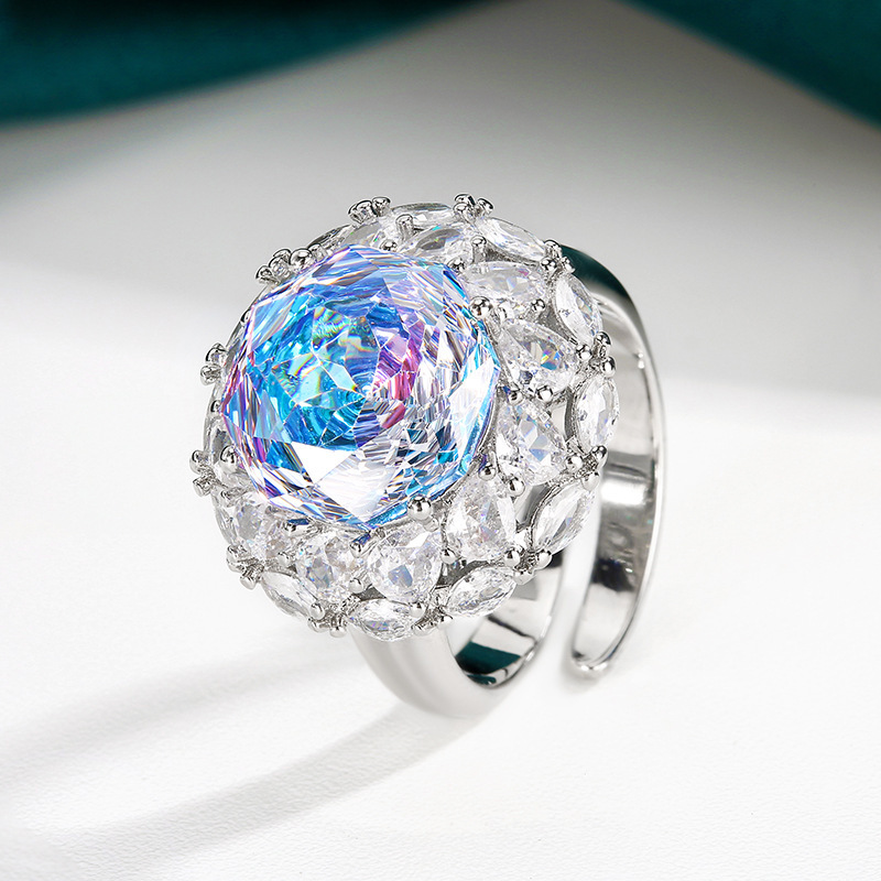 Bague ouverte rose et bleue