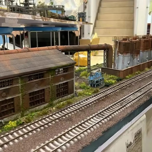 HO Scale 1:87 Industrial Train Display Base Chemical Factory Scene W/Dead-end Track Fits <strong>Faller</strong> 80x32cm - Product Image 1