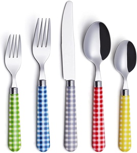 Hot bán 16-mảnh Hàn Quốc thép không gỉ thiết lập dao kéo xách tay Đảng dao kéo <span class=keywords><strong>PP</strong></span> nhựa xử lý thân thiện với môi bền vững ngã ba - Product Image 3