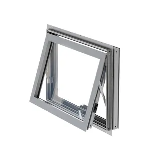 Thermal break aluminum frame double glazed window aluminum awning window with grill design