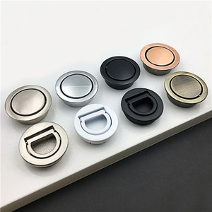 Concealed Cabinet Handles Round Zinc Alloy Minimalist Design For Kitchen Drawer <b>Door</b> Built In Easy Installation - Product Image 4