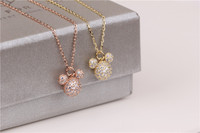Collier Mickey simple pour fille, polyvalent, adorable, entièrement serti de diamants, souris en argent sterling S925, chaîne de clavicule