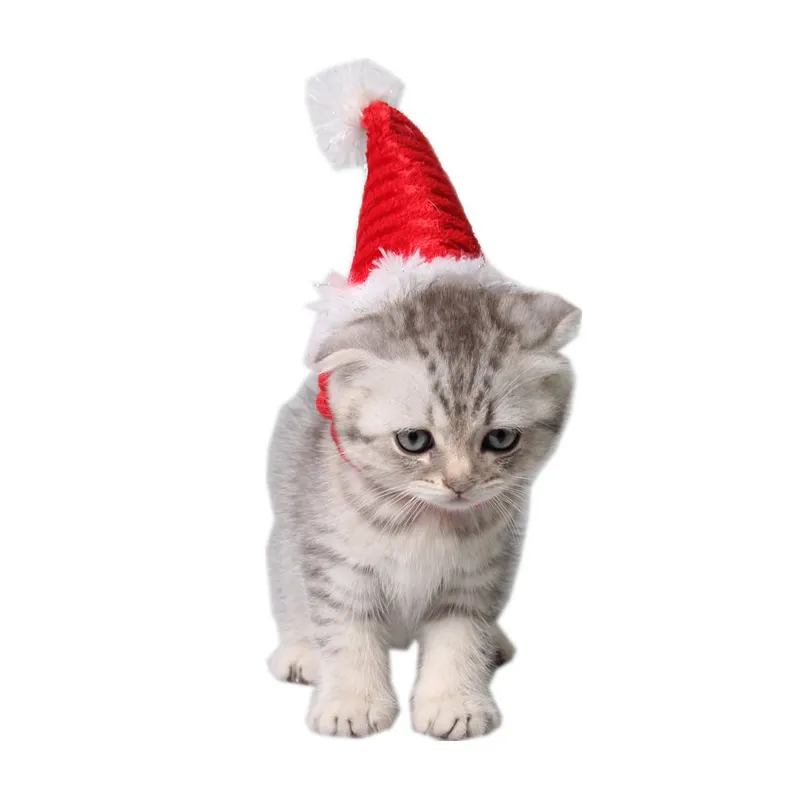 Pet Kostum Natal Kucing Anjing Cosplay Berdandan Topi Santa Xmas Aksesoris Pet Santa Hat