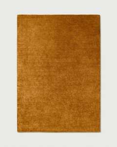 Tapis en laine tufté main personnalisé or et vert, peluche douce, poils coupés 15 mm, tapis moderne fait main de designer, tapis de sol durable, couleur unie - Product Image 2