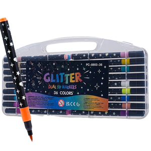 Ensemble de 24 <span class=keywords><strong>marqueurs</strong></span> acryliques en plastique scintillants, stylos surligneurs perlés à paillettes effaçables pour enfants et étudiants, dessin coloré - Product Image 1