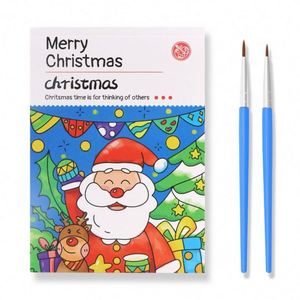 สมุดระบายสีลายกราฟฟิตีธีมคริสต์มาสคุณภาพสูงสำหรับเด็ก ปกกระดาษสีน้ำ พร้อมปากกาในชุด ของขวัญคริสต์มาส - Product Image 2
