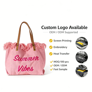 Bolso de Lona Abierto Reutilizable de Moda Bohemia Ecológica con Flecos Bordados Personalizados, Extra Grande, con Dos Correas para Mujer, para Uso Diario en Verano - Product Image 2