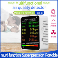 Détecteur de qualité de l'air 6 en 1 PM2.5 PM10 HCHO TVOC CO2 CO, moniteur de formaldéhyde CO2, analyseur de gaz pour la maison et le bureau