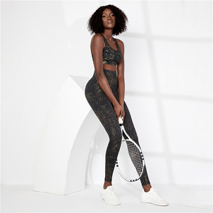 Ensemble de pantalons de yoga respirants et ajustés à taille haute à imprimé camouflage par sublimation - Product Image 3