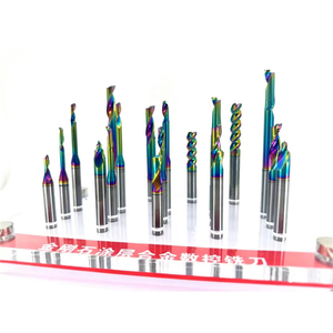 Fraise à queue CNC en carbure de tungstène importé, revêtement DLC couleur arc-en-ciel, à une dent, coupe spirale, HRC55, diamètre 1-12mm, ODM/OEM - Product Image 6