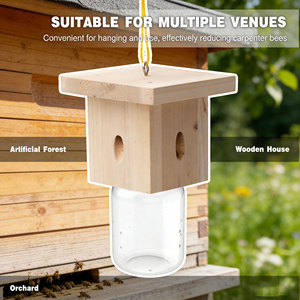 Trampa para abejas carpinteras de <span class=keywords><strong>madera</strong></span> de abeto natural, no tóxica, reutilizable, para control de plagas de jardín, para colgar en exteriores. - Product Image 3