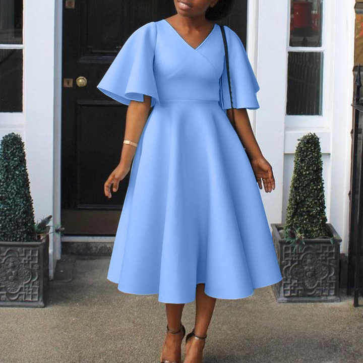 ladies summer party dresses Elegant Printed Flared Sleeve Dress Women's Beach Gown Womens summer dress is great for beach wear PRETTYGARDEN Cocktail Dresses for Women
