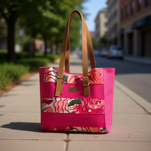 Bolso Tote de Yute para Mujer Fana Elio Fiusha, Asas Color Fucsia, Cierre de Broches, Bolso de Moda para Uso Diario, Todas las Temporadas, Vegano - Product Image 2