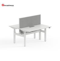 Station de travail électrique à double moteur pour 2 personnes avec bureau MFC réglable en hauteur