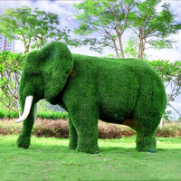 Décoration de jardin extérieur figures d'animaux grandeur nature résine fibre de verre plantes vertes animal éléphant zoo thème parc décor de jardin