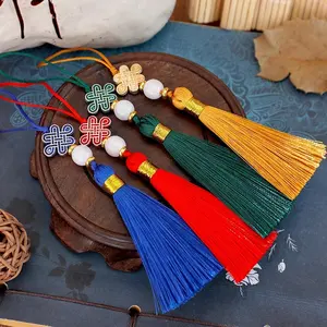 Chinese Knot Colorful Polyester Silk Tassel Charm Pendant Satin Tassels for DIY Craft Key Chain Curtain Garment Accessory