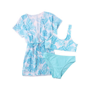 Nuevo diseño Teen Kids Hawaii Bikini Beachwear 3 piezas Set Traje de baño Ropa de playa para niños Niñas Once años - Product Image 2