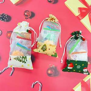 Bolsa de Organza de Algodón Pequeña y Elegante Personalizada con Cordón para Decoración de Fiestas Navideñas, Regalos de Navidad, Embalaje Festivo - Product Image 2