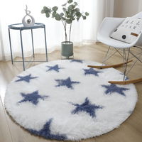 Tapis rond nordique shaggy, tapis géométrique en soie et laine tie-dye pour salon, tapis décoratif moelleux et doux pour table basse, antidérapant