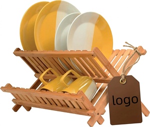 Estante de bambú plegable y ajustable de tres niveles con 8-16 rejillas para juguetes, utensilios, escurridor de platos y almacenamiento de cubiertos para baño - Product Image 1