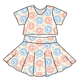 Completo Estivo da Bambina 0-16 Anni all'Ingrosso 2 Pezzi con Crop Top a Maniche Corte e Gonna a Vita Alta Coordinata - Product Image 5