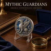 Pièce de monnaie de défi personnalisée en relief 3D Gardiens Mythiques, Grifone et Dragon fantastiques, médaillon commémoratif en métal pour cadeau