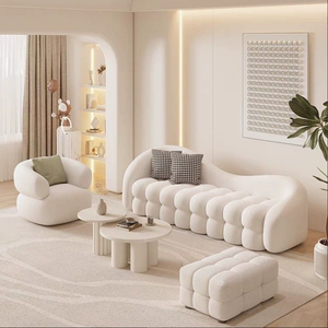 Divano in Tessuto Francese dal Design Minimalista, Lussuoso con Spugna ad Alta Resilienza, Set di Arredamento Moderno per Soggiorno - Product Image 5