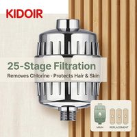 Filtre à eau de douche haute performance à 25 étapes, élimine le chlore et les métaux lourds, Kidoir, pack de cartouches 1+3 pour la protection des cheveux et de la peau
