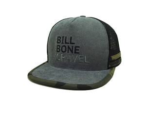 Gorra Trucker de Malla Snapback Personalizada de 6 Paneles con Visera Estampada, Gris, con Bordado 2D de 5 Paneles y Ribete de Camuflaje - Product Image 6