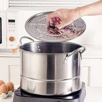 Ensemble de casseroles en acier inoxydable 410 avec marmite à double couche, plateau vapeur, seau à soupe - Équipement de cuisine au design moderne