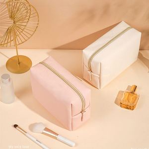 Cute Cosmetic Travel Bag Organizer Pouch Green Cosmetic Bag White Vegan Leather - Product Image 6