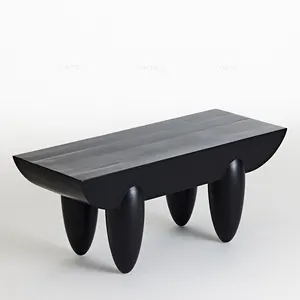 Wabi Sabi mittelalterlicher moderner Couchtisch nordische schwarze Holzmöbel für Zuhause Wohnzimmer einzigartiges Design