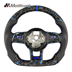 Volante de fibra de carbono forjado azul personalizado para Volkswagen MK7 Golf R GTI Scirocco Jetta 2015-2019, mejora del interior. - Product Image 1