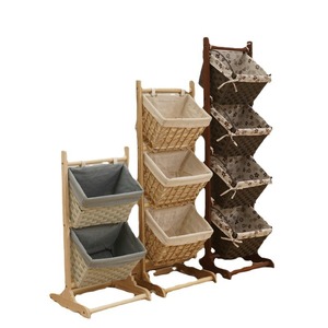 Cesta de almacenamiento tejida de varias capas, cesta colgante de tela y madera, tipo desmontable, para dormitorio, estante para refrigerios - Product Image 5