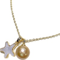 Collier de perles d'eau douce naturelles dorées rondes et pendentif étoile de mer pour femme, ensemble de perles Edison dorées, perles personnalisées et tendance