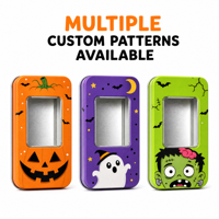 Boîte à bonbons d'Halloween en métal rectangulaire avec couvercle transparent, boîte à friandises pour cadeaux de fête, emballage cadeau personnalisé imprimé