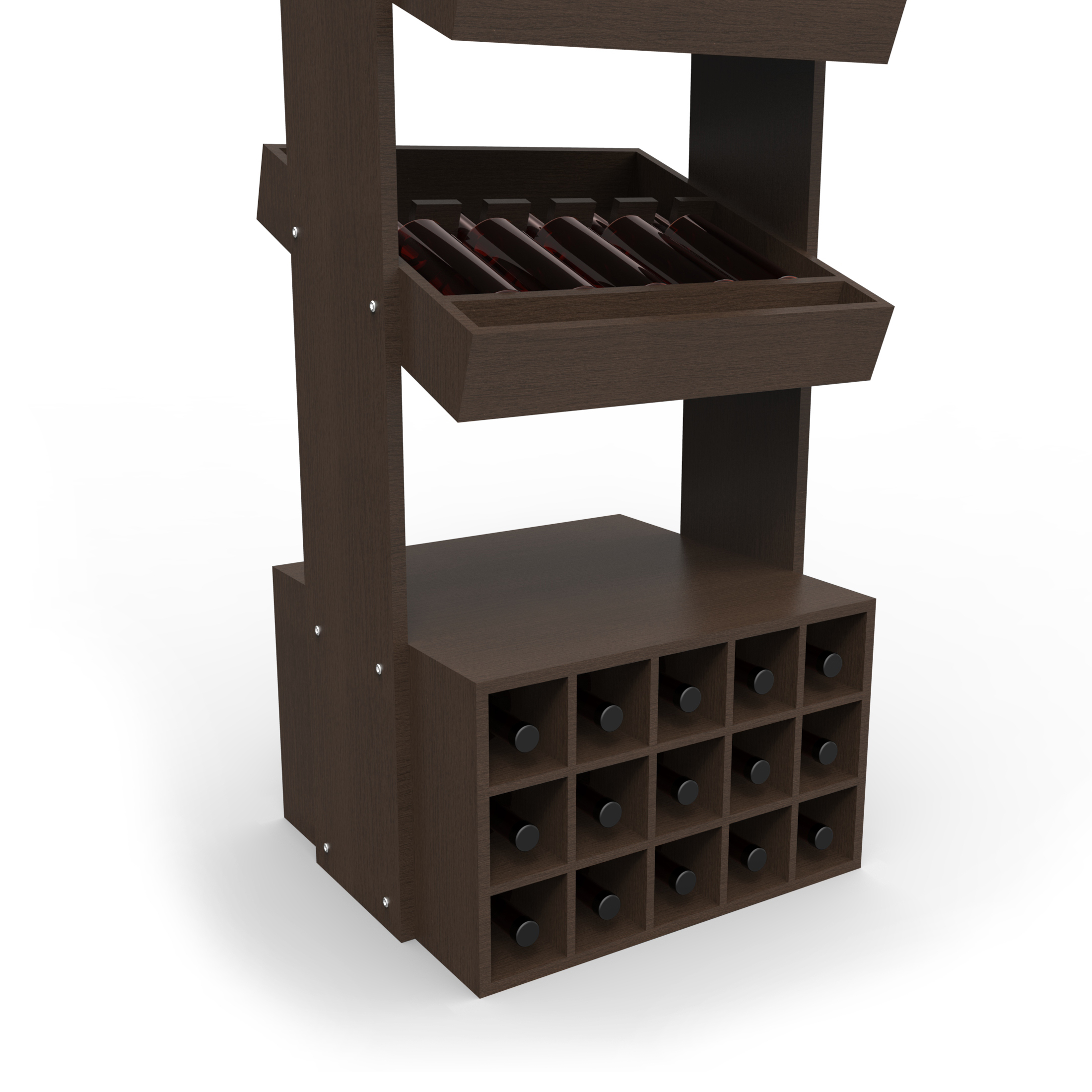 Custom Shop Whiskey Wine Bottle Floor Wooden Tequila Cocktail Store Wood Drink Display Stand with LCD — view 5