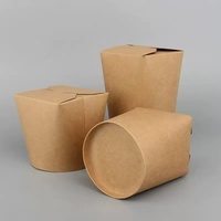 Seau à nouilles portable écologique compostable en papier kraft, boîte d'emballage à emporter biodégradable et recyclable en carton blanc