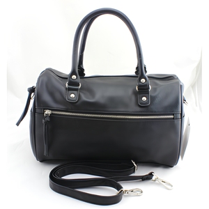 Bolso <span class=keywords><strong>de</strong></span> Mano <span class=keywords><strong>de</strong></span> Diseño para Mujer, en PU Negro, con Cierre, <span class=keywords><strong>Tres</strong></span> Correas, Patrón <span class=keywords><strong>de</strong></span> Hilo, Correa <span class=keywords><strong>de</strong></span> Hombro Ajustable, Gran Capacidad, Estilo Bowling, Resistente - Product Image 1
